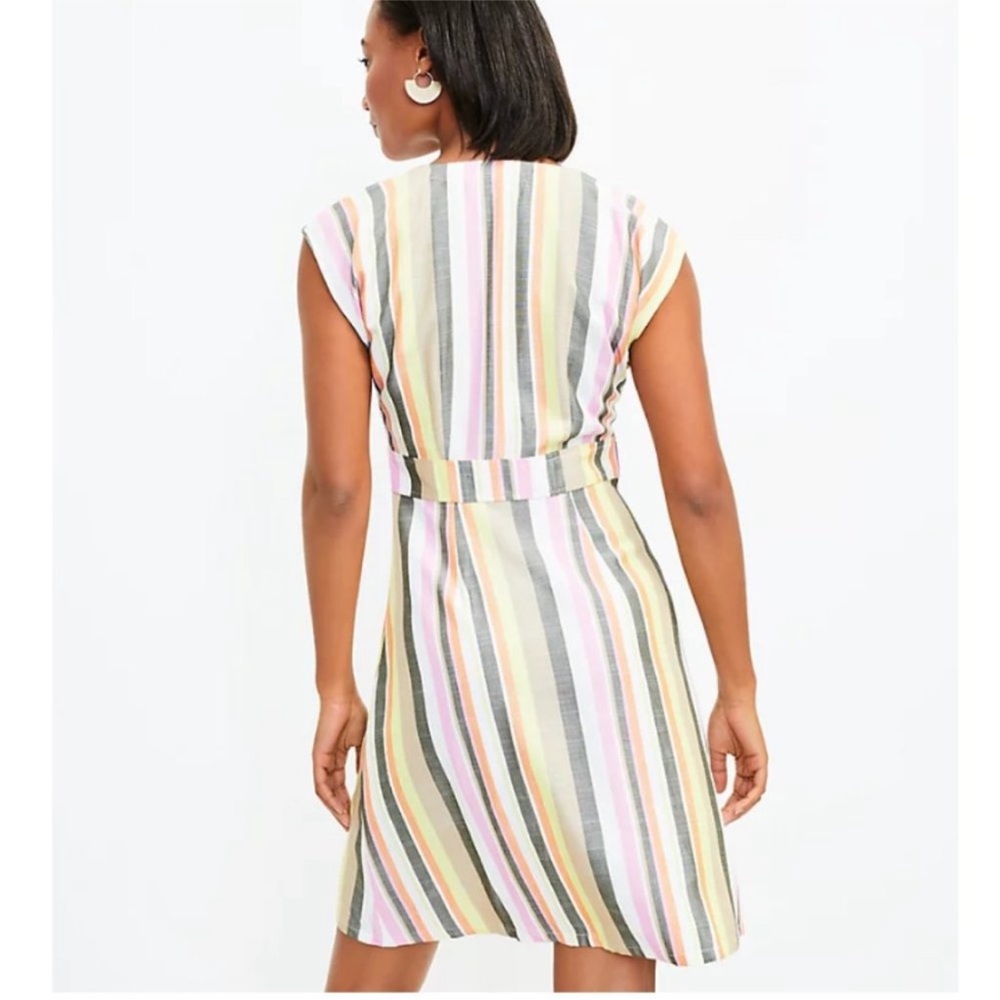 LOFT Flattering Multicolor Striped Midi Dress 4P - Picture 6 of 9